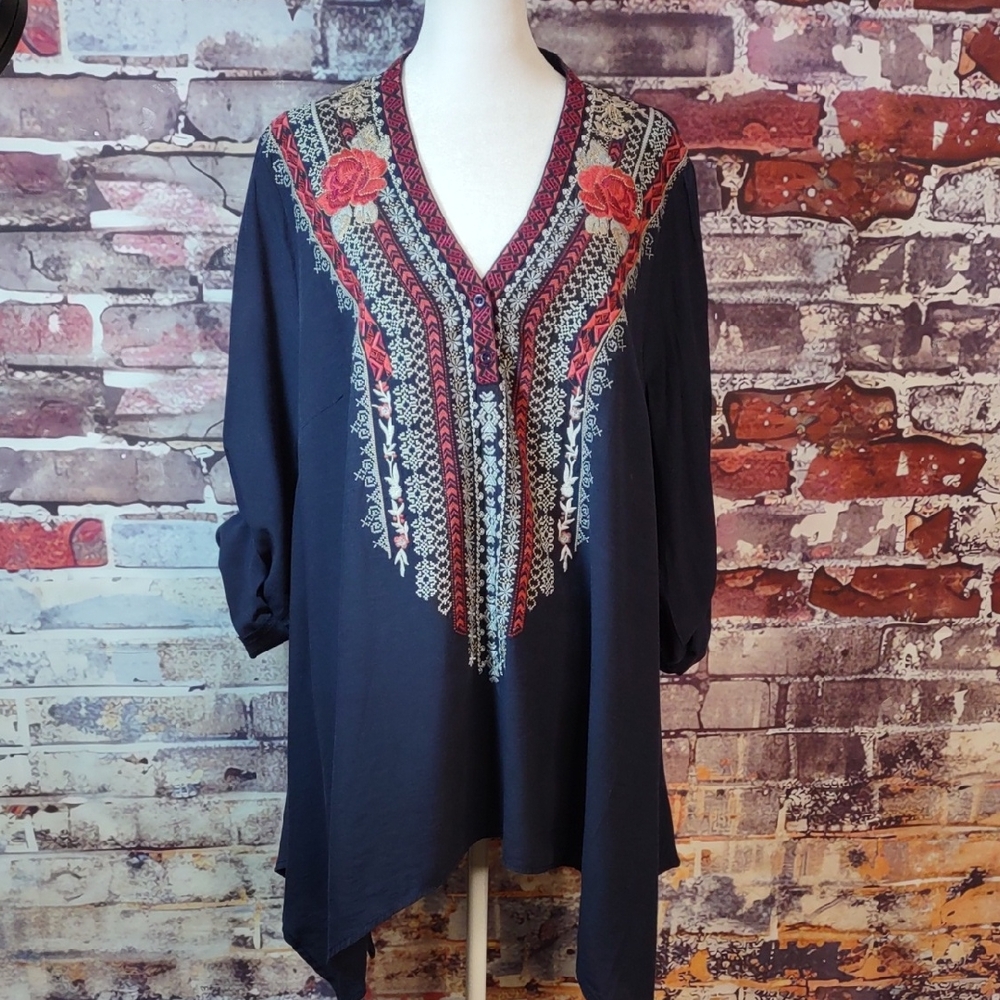 Andree' Embroidered Tunic Top